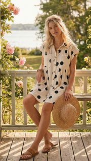 Polka Dot Pleat Front Cotton Dress