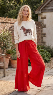 Tiered Linen Blend Palazzo Pants
