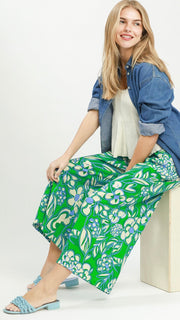 Jumbo Floral Print Wide Leg Pants