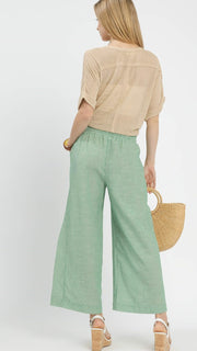 Pinstripe Wide Leg Pants w/Pockets