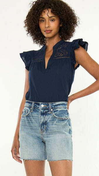 90s High Rise Raw Hem Shorts