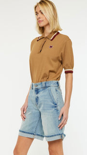 Mid Rise Slash Pkt Cuff Bermuda Short