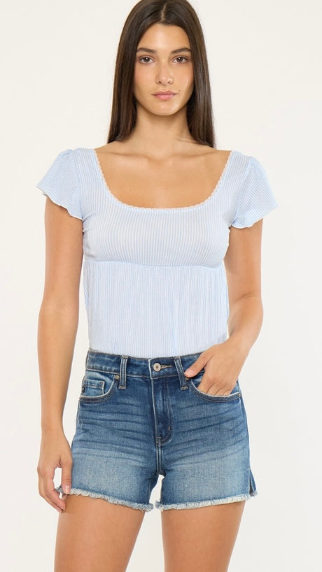 Mid Rise Split Fray Hem Shorts