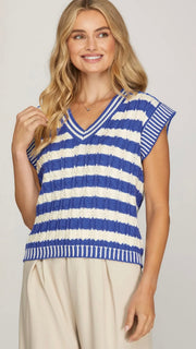 V-Neck Stripe Sweater Top