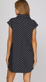 Cotton Polka Dot Shirt Dress