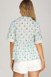Framed Floral Babydoll Top