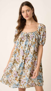 Square Neck Vintage Floral Dress