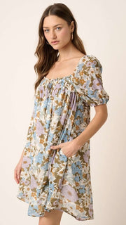 Square Neck Vintage Floral Dress