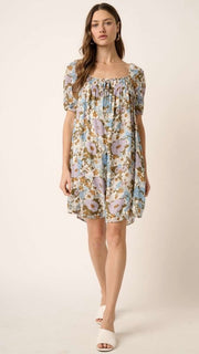 Square Neck Vintage Floral Dress