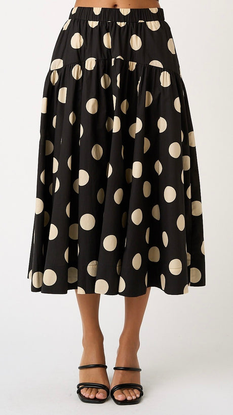 Polka Dot Midi Skirt w/Pockets