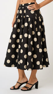 Polka Dot Midi Skirt w/Pockets