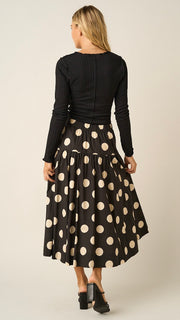 Polka Dot Midi Skirt w/Pockets