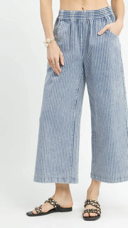 Striped Pull On Wide Leg Pants