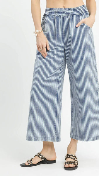 Striped Pull On Wide Leg Pants