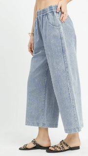 Striped Pull On Wide Leg Pants