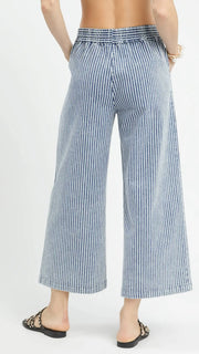 Striped Pull On Wide Leg Pants