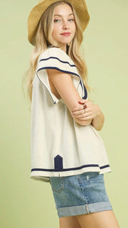 Border Trim Linen/Cotton Top