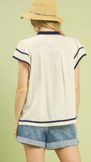 Border Trim Linen/Cotton Top