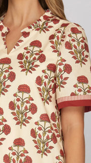 Pom Floral Bouquet Ruffle Hem Dress