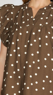 Polka Dot Dbl Ruffle Shoulder Dress