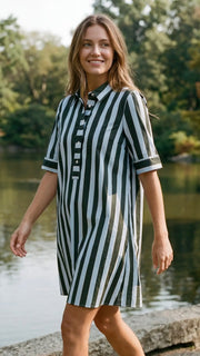Preppy Mixed Stripe Woven Dress