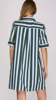 Preppy Mixed Stripe Woven Dress