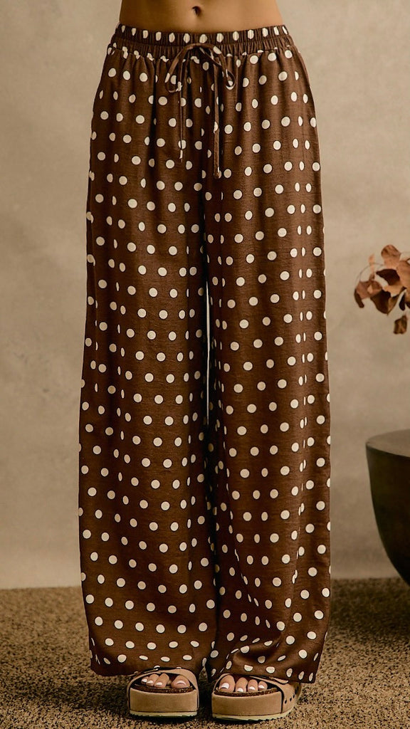 Polka Dot Lt Wt Wide Leg Pants