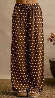 Polka Dot Lt Wt Wide Leg Pants