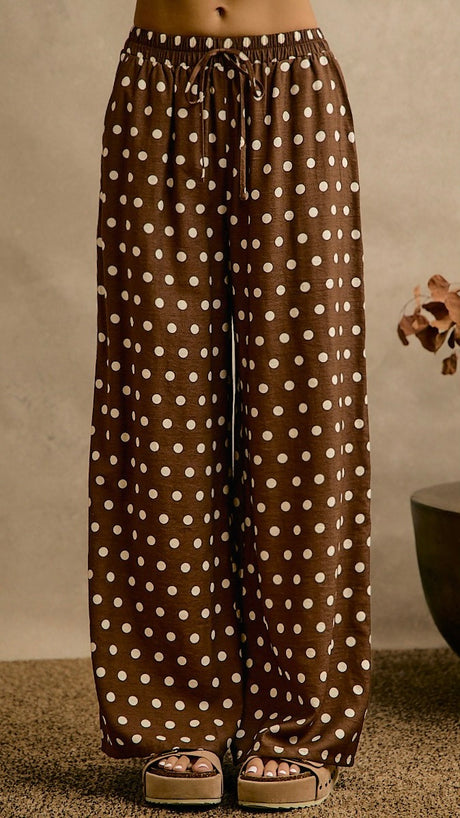 Polka Dot Lt Wt Wide Leg Pants