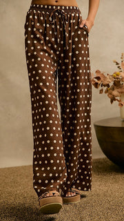 Polka Dot Lt Wt Wide Leg Pants