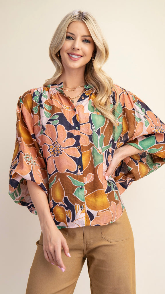Bold Floral Batwing Top