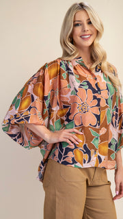 Bold Floral Batwing Top