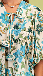 Fall Floral Bubble Sleeve Top