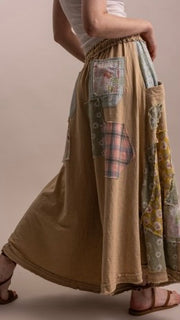 Patchwork Cotton Wide Leg Pants