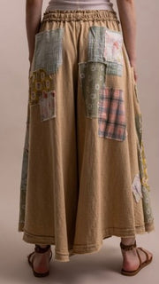 Patchwork Cotton Wide Leg Pants