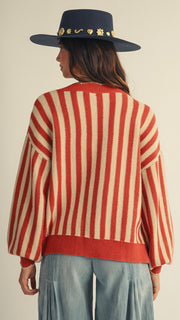 Scallop Edge Stripe Soft Cardigan