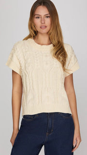Cable Knit Drop Shoulder Sweater
