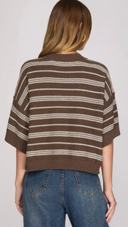 Multi-Stripe Drop Shoulder S/S Sweater