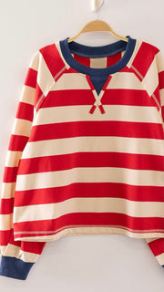 Raglan Wide Stripe French Terry Top
