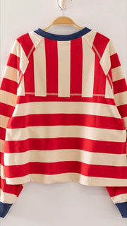 Raglan Wide Stripe French Terry Top