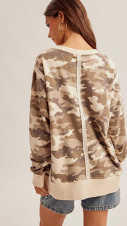 Seamed Camo French Terry Sweatshirt