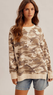 Seamed Camo French Terry Sweatshirt