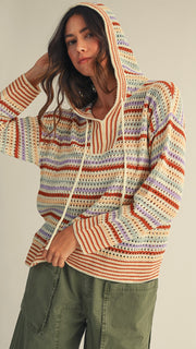 Open Weave Hooded Sweater