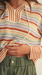 Open Weave Hooded Sweater