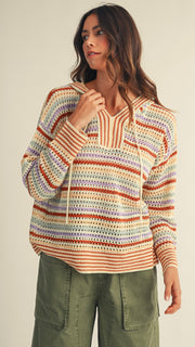 Open Weave Hooded Sweater