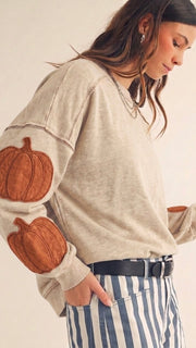 Pumpkin Patch Raw Seam Terry Knit Top