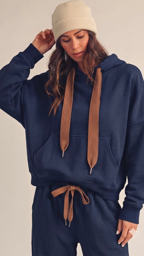 Big Twill Drawstring Hooded Sweatshirt
