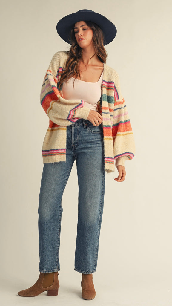 Bright Stripe Bubble Slv Cardigan