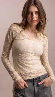 Stretch Lace V-Neck Top