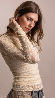 Stretch Lace V-Neck Top